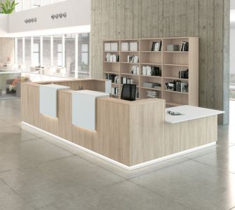 Banque accueil PMR modulaire mélaminé mat éclairage led DALTE
